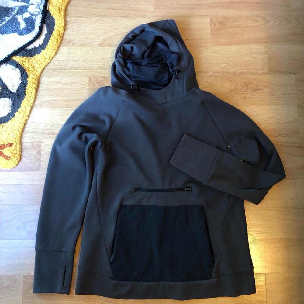 Backcountry brand tricot hoodie in gun metal grey/carbon color.